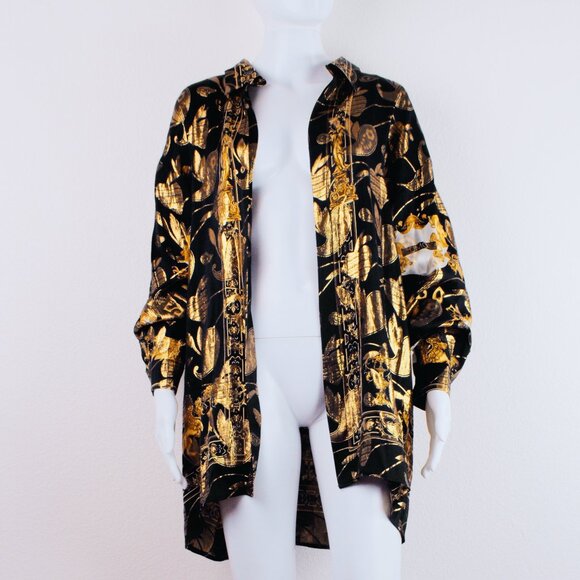 Vintage JOEY RICHI Gold Label Metallic Silk Shirt SINALOA MEXICO Size XL 80s - Picture 4 of 16